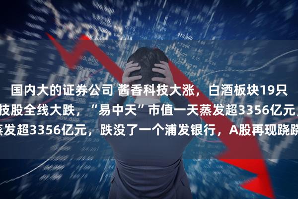 国内大的证券公司 酱香科技大涨，白酒板块19只个股全线飘红，硅基科技股全线大跌，“易中天”市值一天蒸发超3356亿元，跌没了一个浦发银行，A股再现跷跷板效应！